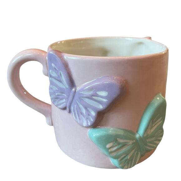 Hand Painted 3D Butterfly Mug Pastel Pink "Bloom with Grace" NEW - Picture 1 of 10